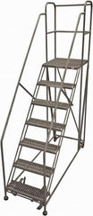 Cotterman - 106" 7 Step Rolling Work Platform - Rolling Work Platform, 800 Lb Capacity, 70" Platform Height, 40" Base Width x 87" Base Depth, Serrated Steel - Exact Tooling