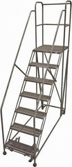 Cotterman - 106" 7 Step Rolling Work Platform - Rolling Work Platform, 800 Lb Capacity, 70" Platform Height, 28" Base Width x 87" Base Depth, Serrated Steel - Exact Tooling