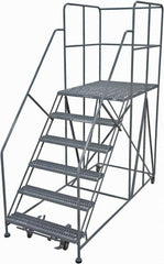 Cotterman - 96" 6 Step Rolling Work Platform - Rolling Work Platform, 800 Lb Capacity, 60" Platform Height, 40" Base Width x 90" Base Depth, Serrated Steel - Exact Tooling