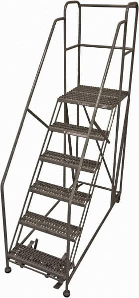 Cotterman - 96" 6 Step Rolling Work Platform - Rolling Work Platform, 800 Lb Capacity, 60" Platform Height, 40" Base Width x 78" Base Depth, Serrated Steel - Exact Tooling