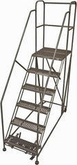 Cotterman - 96" 6 Step Rolling Work Platform - Rolling Work Platform, 800 Lb Capacity, 60" Platform Height, 28" Base Width x 67" Base Depth, Serrated Steel - Exact Tooling