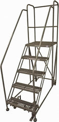 Cotterman - 86" 5 Step Rolling Work Platform - Rolling Work Platform, 800 Lb Capacity, 50" Platform Height, 28" Base Width x 70" Base Depth, Serrated Steel - Exact Tooling