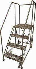 Cotterman - 70" 4 Step Rolling Work Platform - Rolling Work Platform, 800 Lb Capacity, 40" Platform Height, 28" Base Width x 62" Base Depth, Serrated Steel - Exact Tooling