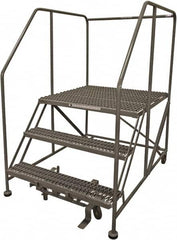 Cotterman - 60" 3 Step Rolling Work Platform - Rolling Work Platform, 800 Lb Capacity, 30" Platform Height, 40" Base Width x 65" Base Depth, Serrated Steel - Exact Tooling