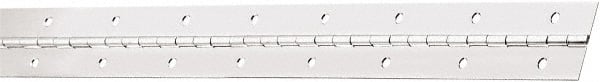 National Mfg. - 30" Long x 1-1/2" Wide, Stainless Steel Stainless Steel Coating Continuous Hinge - 0.042" Thick with Holes - Exact Tooling