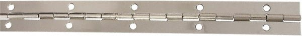 National Mfg. - 12" Long x 1-1/16" Wide, Steel Satin Nickel Coating Continuous Hinge - 0.042" Thick with Holes - Exact Tooling