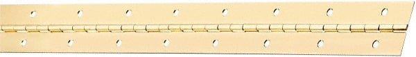 National Mfg. - 48" Long x 1-1/2" Wide, Steel Brass Finish Continuous Hinge - 0.042" Thick with Holes - Exact Tooling