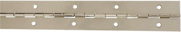 National Mfg. - 12" Long x 1-1/2" Wide, Steel Satin Nickel Coating Continuous Hinge - 0.042" Thick with Holes - Exact Tooling
