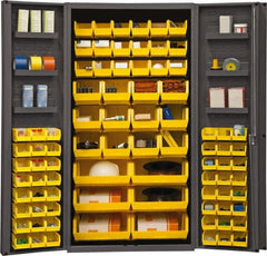 Durham - 6 Shelf 78 Bin Storage Cabinet - Steel, 36" Wide x 24" Deep x 72" High, Gray - Exact Tooling