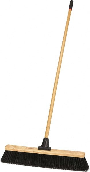 Harper Brush - 24" Heavy Duty Polypropylene Push Broom - 4" Bristle Length, Wood Block, Bolt-On Handle Connection, Handle Included - Exact Tooling