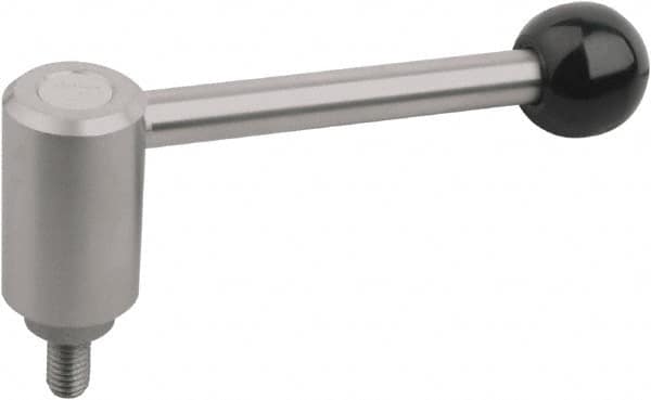 KIPP - 5/8-11, Stainless Steel Threaded Stud Adjustable Clamping Handle - 151mm OAL, 65mm High - Exact Tooling