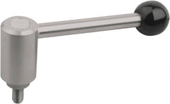 KIPP - 1/2-13, Stainless Steel Threaded Stud Adjustable Clamping Handle - 151mm OAL, 65mm High - Exact Tooling