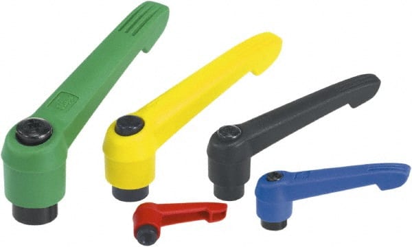 KIPP - 5/8-11, Fiberglass Reinforced Plastic Threaded Hole Adjustable Clamping Handle - 126mm OAL, 77mm High - Exact Tooling