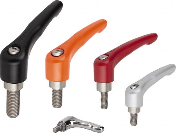 KIPP - 5/8-11, Zinc Threaded Stud Adjustable Clamping Handle - 126mm OAL, 77.5mm High - Exact Tooling