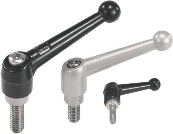 KIPP - M6, Zinc Threaded Stud Adjustable Clamping Handle - 46mm OAL, 35.5mm High - Exact Tooling