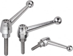 KIPP - M10, Steel Threaded Stud Adjustable Clamping Handle - 3.5433" Thread Length, Silver Handle with Threaded Stud - Exact Tooling