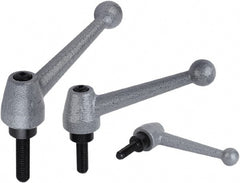 KIPP - 3/8-16, Stainless Steel Threaded Stud Adjustable Clamping Handle - 1.5748" Thread Length, Metallic Handle with Threaded Stud - Exact Tooling