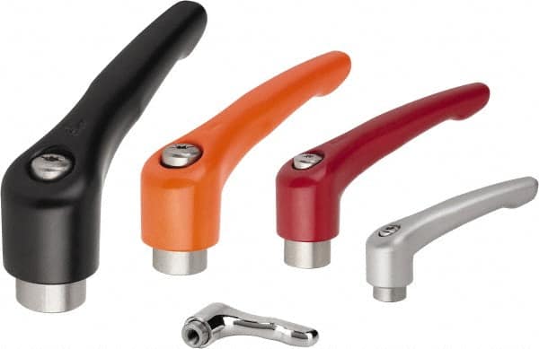 KIPP - 5/8-11, Zinc Threaded Hole Adjustable Clamping Handle - 126mm OAL, 77.5mm High - Exact Tooling