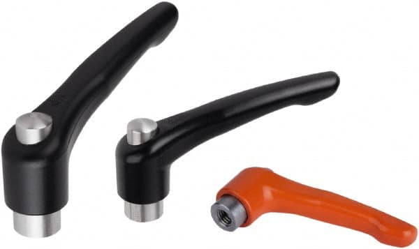 KIPP - 5/16-18, Zinc Threaded Hole Adjustable Clamping Handle - 74.5mm OAL, 45.5mm High - Exact Tooling
