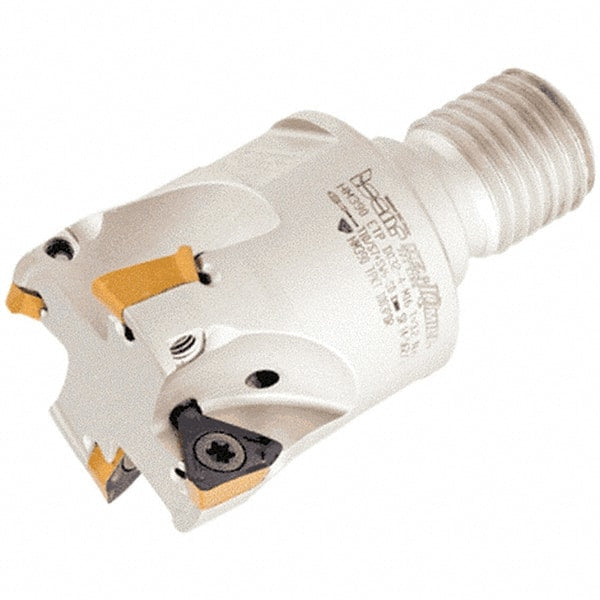 Iscar - 32mm Cut Diam, 8mm Max Depth of Cut, 60mm OAL, Indexable Square Shoulder Helical End Mill - HM390 TPKT 100304PDR, HM390 TPKT 1003PDR Inserts, M16 Modular Connection, 90° Lead Angle, Through Coolant - Exact Tooling