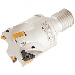 Iscar - 32mm Cut Diam, 8mm Max Depth of Cut, 60mm OAL, Indexable Square Shoulder Helical End Mill - HM390 TPKT 100304PDR, HM390 TPKT 1003PDR Inserts, M16 Modular Connection, 90° Lead Angle, Through Coolant - Exact Tooling