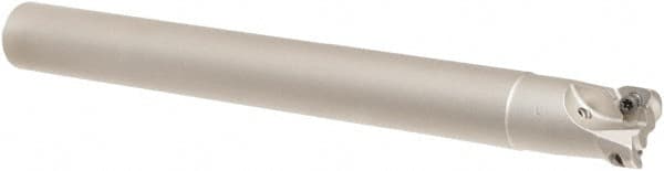 Iscar - 16mm Cut Diam, 5mm Max Depth of Cut, 15mm Shank Diam, 150mm OAL, Indexable Square Shoulder Helical End Mill - HM390 TCKT 0703PCTR Inserts, Cylindrical Shank, 90° Lead Angle, Through Coolant, Series HeliIQMill - Exact Tooling