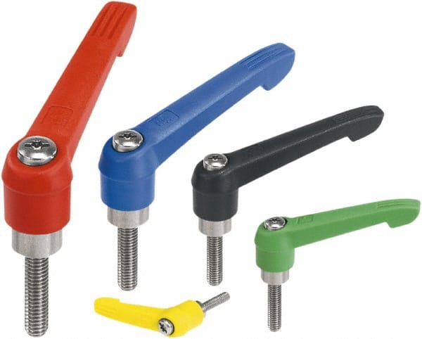 KIPP - 3/8-16, Fiberglass Reinforced Plastic Threaded Stud Adjustable Clamping Handle - 91.5mm OAL, 58mm High - Exact Tooling