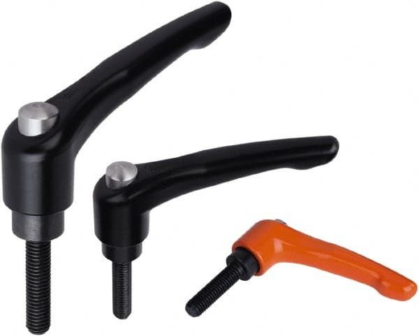 KIPP - 5/16-18, Zinc Threaded Stud Adjustable Clamping Handle - 74.5mm OAL, 45.5mm High - Exact Tooling