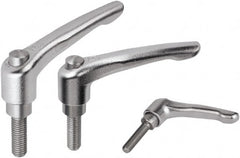 KIPP - M10, Stainless Steel Threaded Stud Adjustable Clamping Handle - 74.5mm OAL, 45.5mm High - Exact Tooling