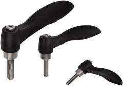KIPP - M8, Fiberglass Reinforced Plastic & Thermoplastic SEBS Threaded Stud Adjustable Clamping Handle - 74.4mm OAL, 45.2mm High - Exact Tooling