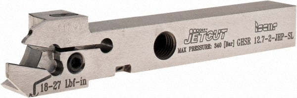 Iscar - GHS, External, Right Hand, 0.087 to 0.118" Groove Width, Indexable Grooving Tool Holder - GI.., TIP Insert Compatibility, 1/2" Shank Height, 1/2" Shank Width, 4" OAL, Through Coolant - Exact Tooling