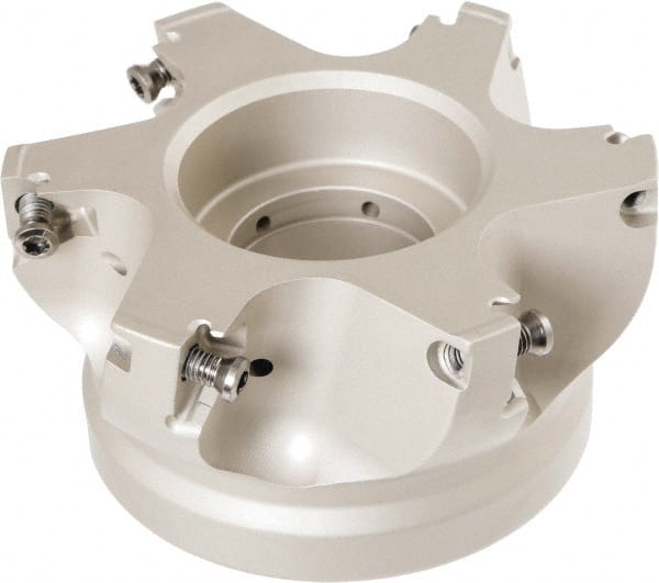 Iscar - 6 Inserts, 100mm Cut Diam, 31.75mm Arbor Diam, 13mm Max Depth of Cut, Indexable Square-Shoulder Face Mill - 50mm High, HM390 TD.T 1505.. Insert Compatibility, Through Coolant, Series HeliIQMill - Exact Tooling