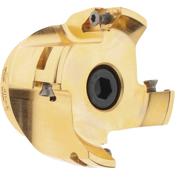 Iscar - 4 Inserts, 3" Cut Diam, 1" Arbor Diam, 0.394" Max Depth of Cut, Indexable Square-Shoulder Face Mill - 2-1/4" High, HSM90S APCR 1405.. Insert Compatibility, Through Coolant, Series Helialu - Exact Tooling