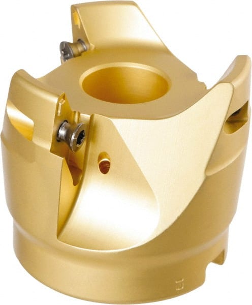 Iscar - 3 Inserts, 2-1/2" Cut Diam, 1" Arbor Diam, 0.394" Max Depth of Cut, Indexable Square-Shoulder Face Mill - 2-1/4" High, HSM90S APCR 1405.. Insert Compatibility, Through Coolant, Series Helialu - Exact Tooling