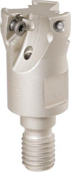 Iscar - 25mm Cut Diam, 8mm Max Depth of Cut, 57mm OAL, Indexable Square Shoulder Helical End Mill - HM390 TPKT 100304PDR, HM390 TPKT 1003PDR Inserts, M12 Modular Connection, 90° Lead Angle, Through Coolant - Exact Tooling