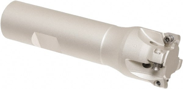 Iscar - 1" Cut Diam, 0.2" Max Depth of Cut, 3/4" Shank Diam, 3-1/2" OAL, Indexable Square Shoulder Helical End Mill - HM390 TCKT 0703PCTR Inserts, Weldon Shank, 90° Lead Angle, Through Coolant, Series HeliIQMill - Exact Tooling