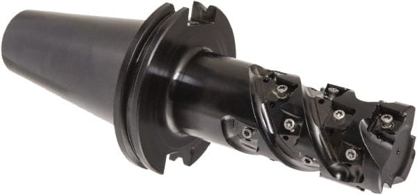 Iscar - 2" Cut Diam, 3.2" Max Depth of Cut, 5.7" OAL, Indexable Square Shoulder End Mill - Multiple Insert Styles, CAT 50 Taper Shank, 90° Lead Angle, Through Coolant, Series Helitang - Exact Tooling