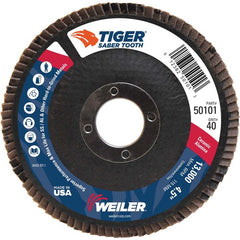 ‎4-1/2″ Saber Tooth Ceramic Abrasive Flap Disc, Angled, Phenolic Backing, 40C, 7/8″ Arbor Hole - Exact Tooling