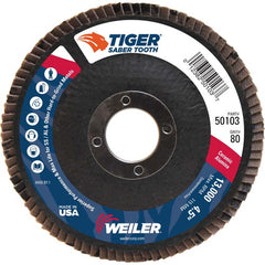 ‎4-1/2″ Saber Tooth Ceramic Abrasive Flap Disc, Angled, Phenolic Backing, 80C, 7/8″ Arbor Hole - Exact Tooling