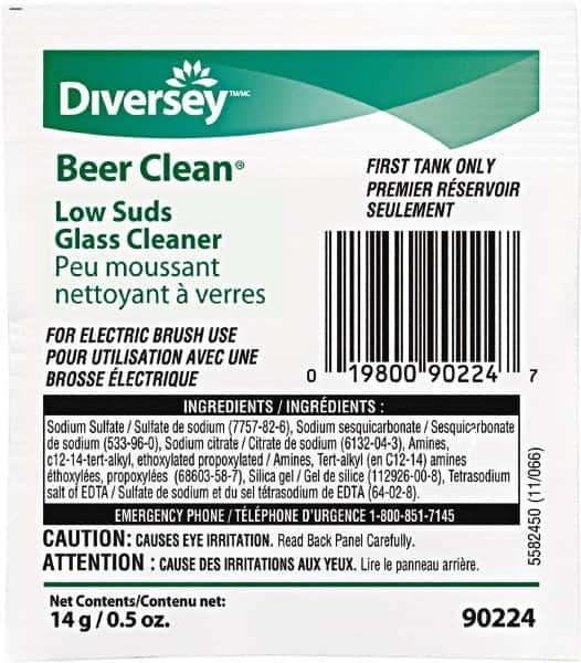 Diversey - 0.50 oz Packet Unscented Glass Cleaner - Use on Beverage Glass - Exact Tooling