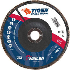 7″ Saber Tooth Ceramic Abrasive Flap Disc, Angled, Phenolic Backing, 40C, 7/8″ Arbor Hole - Exact Tooling