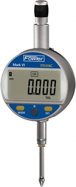 Fowler - 0 to 25mm Range, 0.0005" Graduation, Electronic Drop Indicator - Center Lug Back, Accurate to 0.0004", Inch & Metric System, LCD Display - Exact Tooling
