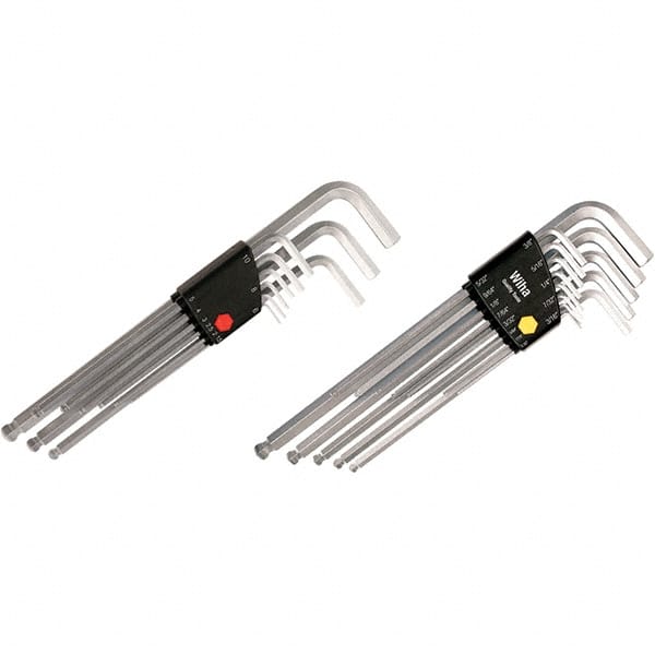 Wiha - 22 Piece, L-Key Long Arm Ball End Hex Key Set - 1.5 to 10mm Range, Chrome Vanadium Molybdenum - Exact Tooling