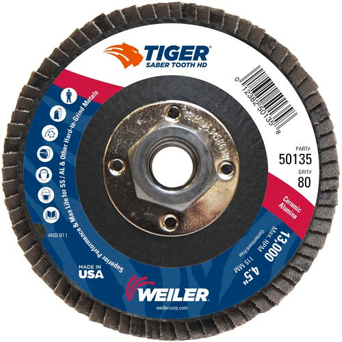 ‎4-1/2 Saber Tooth High Density Ceramic Abrasive, 80C, 5/8″-11 UNC Nut - Exact Tooling
