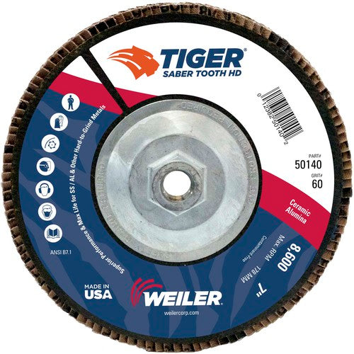 7″ Saber Tooth High Density Ceramic Abrasive, 60C, 5/8″-11 UNC Nut - Exact Tooling