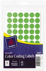 AVERY - 1/2" x 1/2" Neon Green Paper Color Coding Labels - Exact Tooling