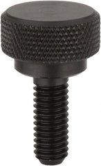 Morton Machine Works - 1/4-20 Knurled Shoulder Flat Tip Grade C-12L14 Steel Thumb Screw - 7/8" OAL, 3/8" Head Height - Exact Tooling