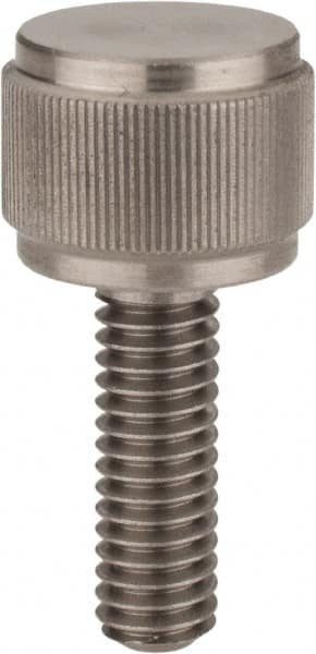 Morton Machine Works - 5/16-18 Knurled Shoulderless Flat Tip Grade 303 Stainless Steel Thumb Screw - 1-13/16" OAL, 9/16" Head Height - Exact Tooling