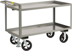 Little Giant - 2,400 Lb Capacity, 2 Shelf, Steel Shelf Truck - 60" Long x 30" Wide x 36" High, 8" Diam Mold-On Rubber Wheels - Exact Tooling