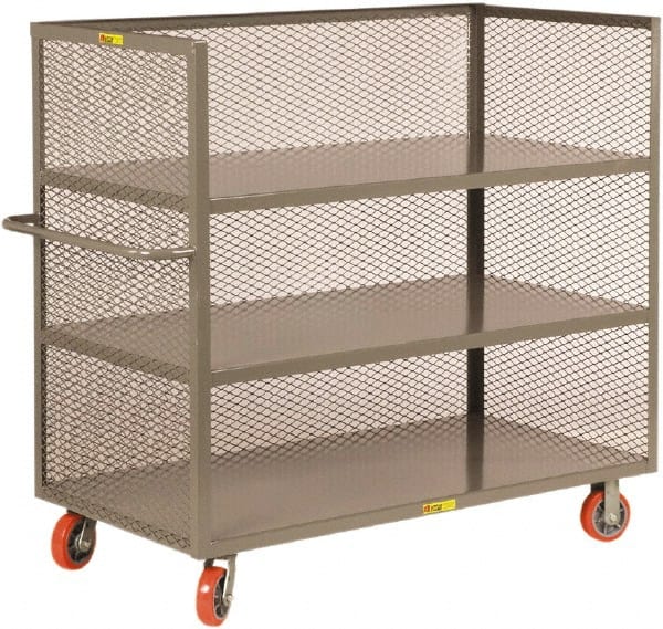 Little Giant - 3,600 Lb Capacity, 3 Shelf, 3-Sided Steel Bulk Truck - 53-1/2" Long x 30" Wide x 57" High, 6" Diam Polyurethane Wheels - Exact Tooling